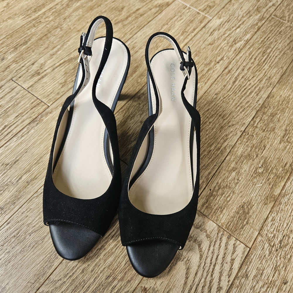 Cole Haan Elegant Black Peep Toe Heels